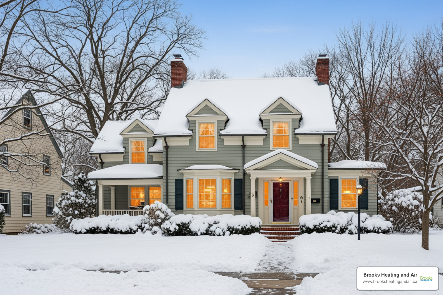 Georgetown home in winter - heating repair services Georgetown