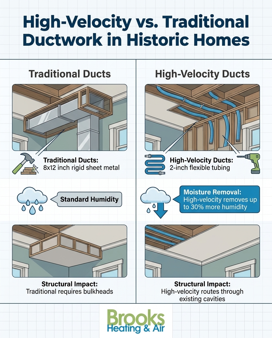 High-Velocity vs. Traditional Ductwork in Historic Homes