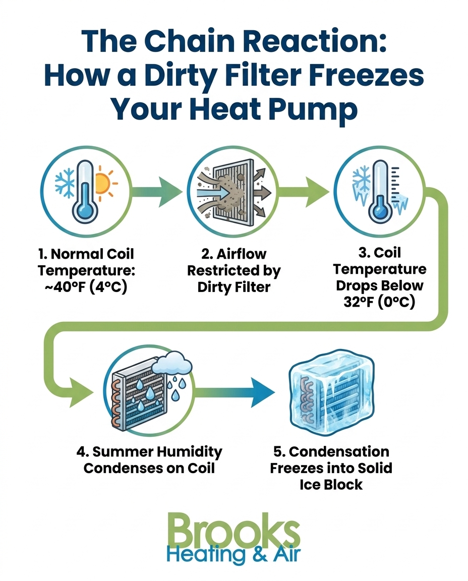 The Chain Reaction: How a Dirty Filter Freezes Your Heat Pump