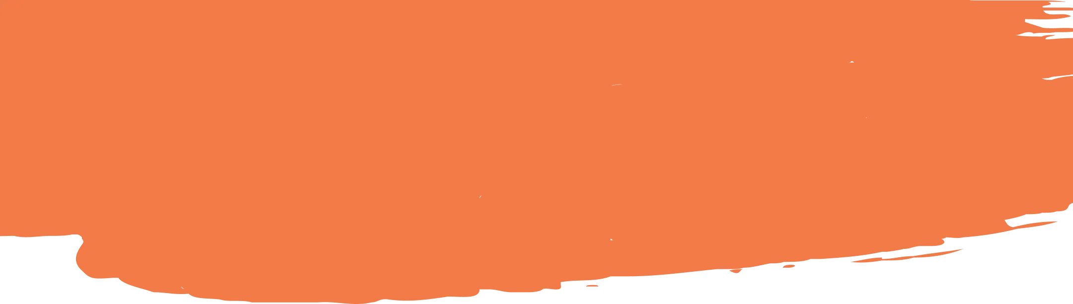 Orange watercolor brush stroke with textured edges on white background.