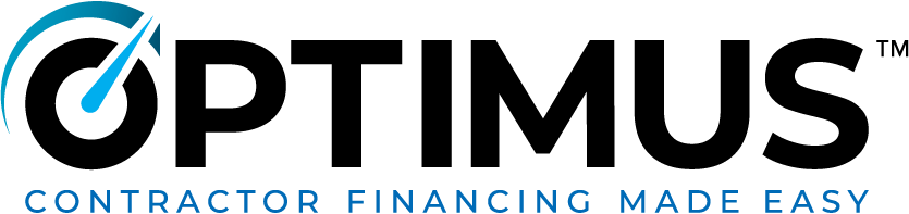 Optimus logo with speedometer icon and contractor financing tagline