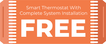 Orange coupon offering free smart thermostat with complete system installation