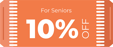Orange coupon with 10% off discount for seniors