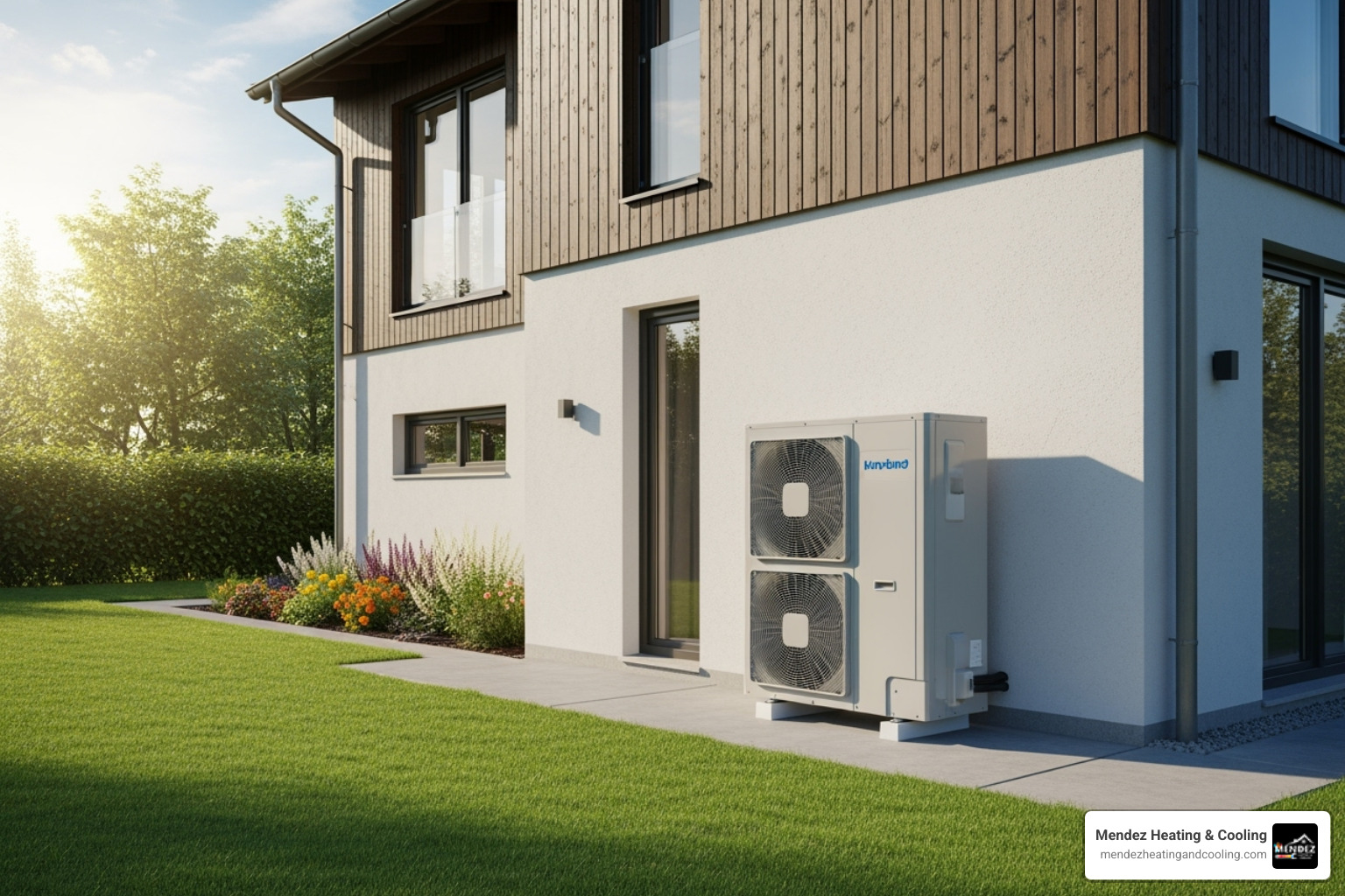 modern heat pump unit installed neatly beside a house - best heat pump company in easton, pa modern heat pump unit installed neatly beside a house - best heat pump company in easton, pa