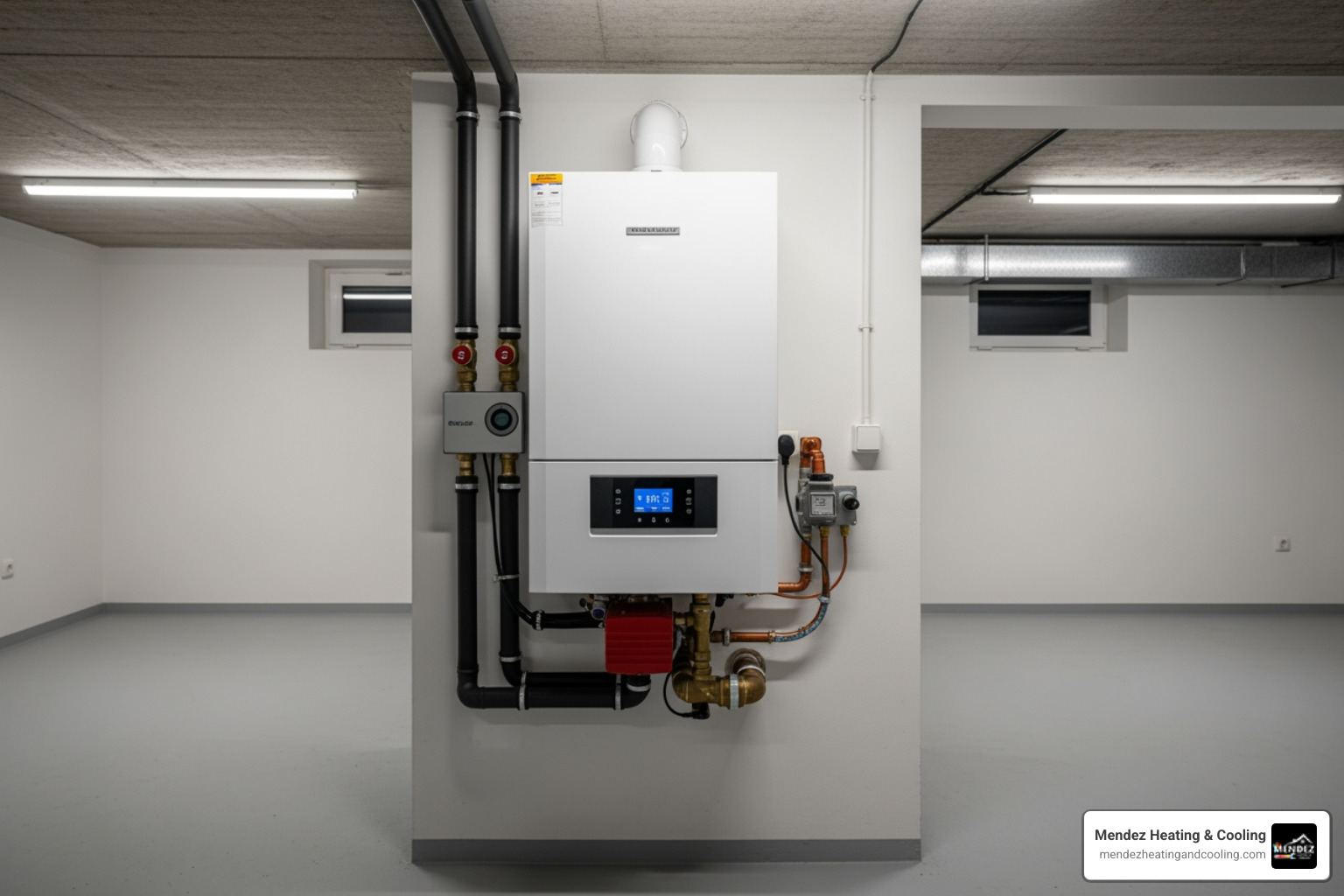 modern, high-efficiency boiler installed in a clean basement - gas boiler repair bethlehem pa modern, high-efficiency boiler installed in a clean basement - gas boiler repair bethlehem pa
