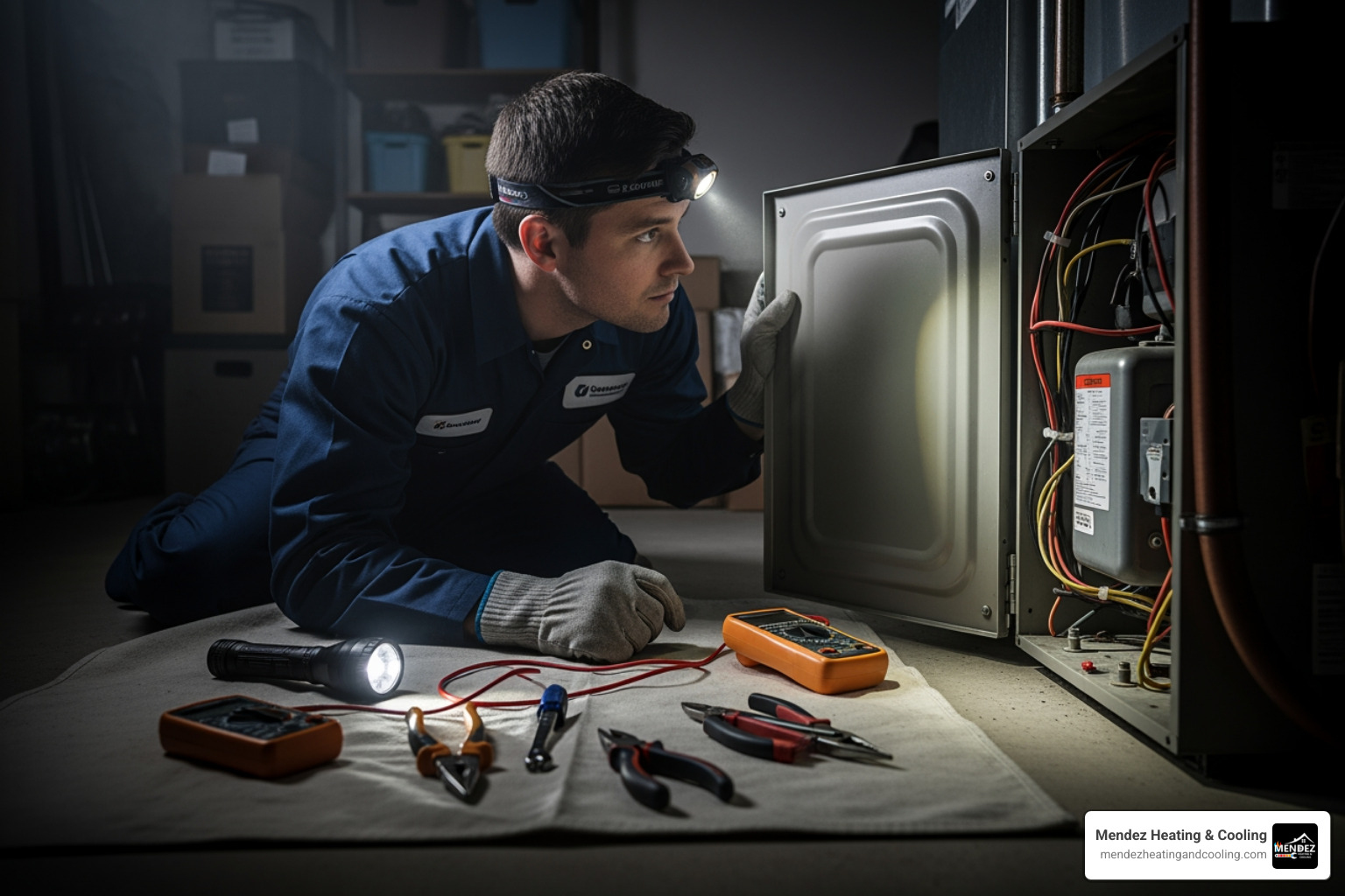 of a technician performing an emergency repair on a furnace. - I'm looking for HVAC companies in the Easton area that offer financing options for a new system of a technician performing an emergency repair on a furnace. - I'm looking for HVAC companies in the Easton area that offer financing options for a new system
