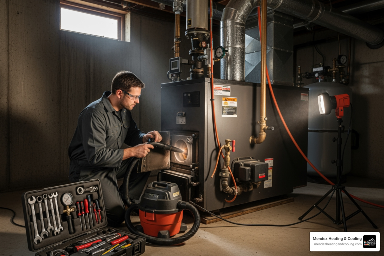 technician performing annual maintenance on an oil boiler - oil boiler short cycling bethlehem pa