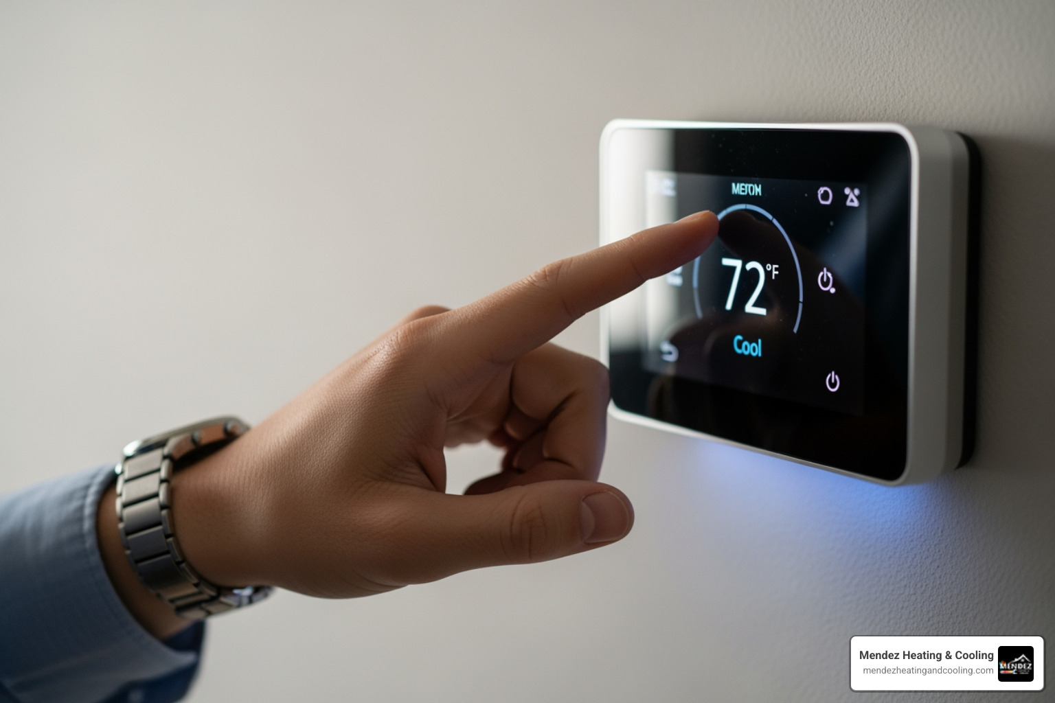 Person adjusting a modern thermostat - oil boiler short cycling Bethlehem PA