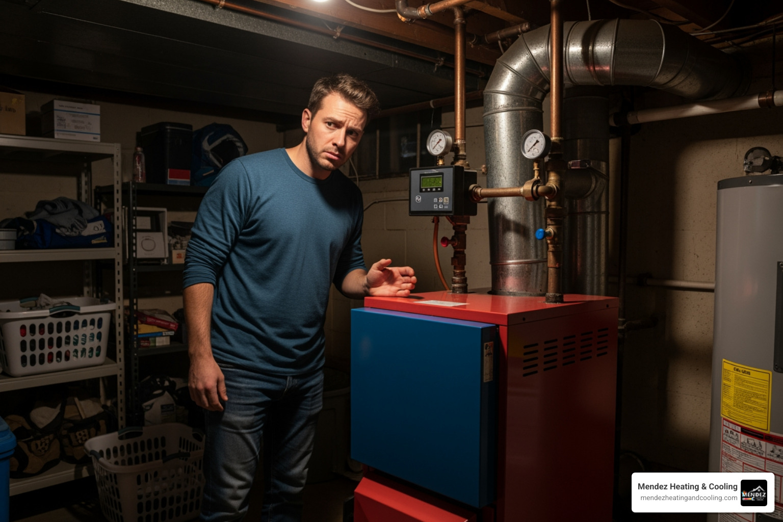 Homeowner looking concerned at their boiler - oil boiler short cycling Bethlehem PA