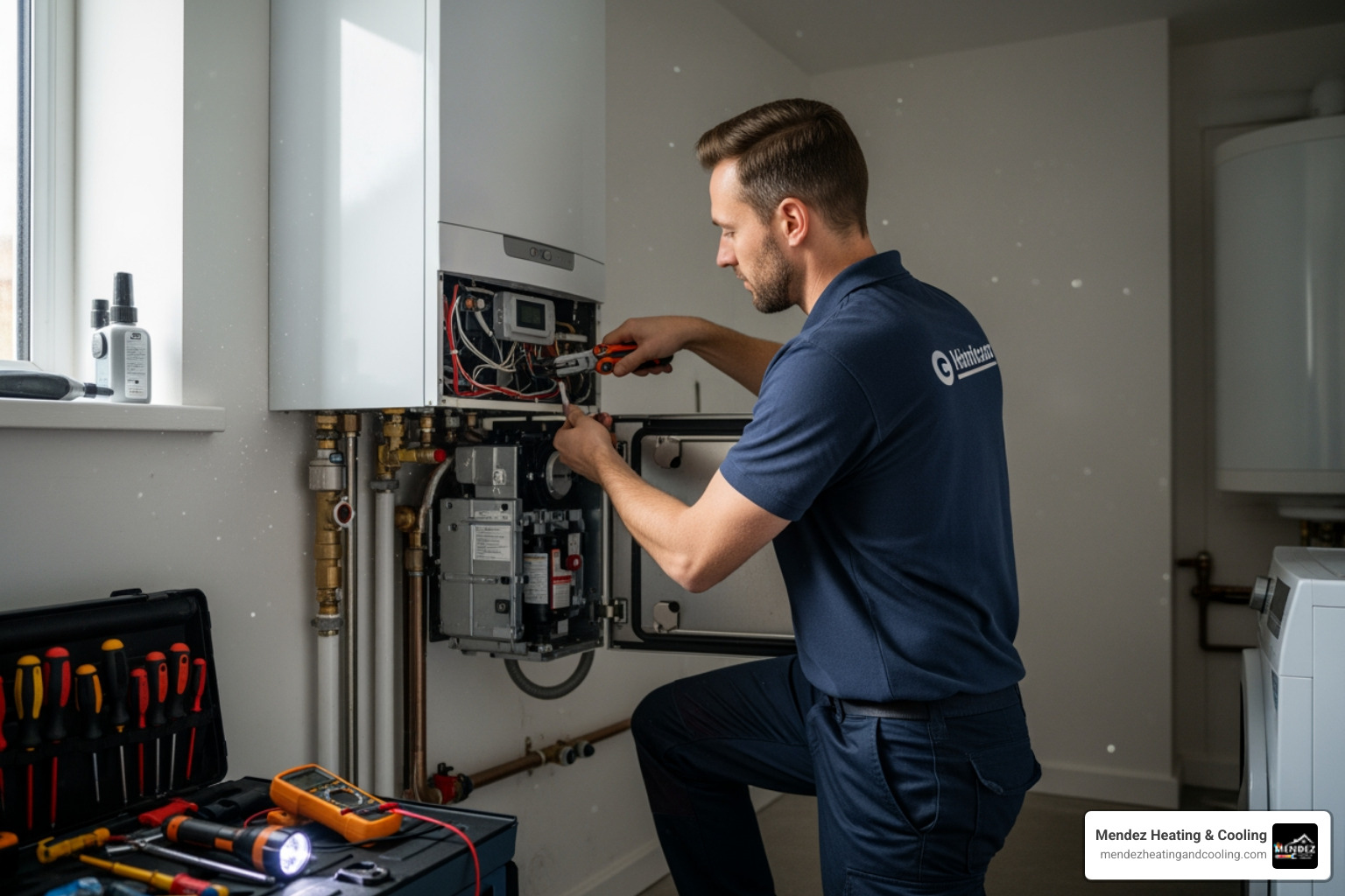 technician performing boiler tune-up - gas boiler maintenance reading pa