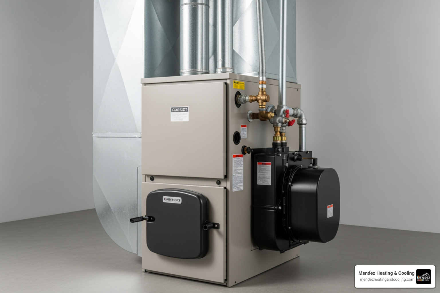 oil furnace with icons highlighting common problem areas like the filter, burner, and blower - oil furnace repair Bethlehem PA oil furnace with icons highlighting common problem areas like the filter, burner, and blower - oil furnace repair Bethlehem PA