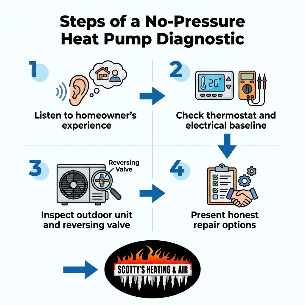 Steps of a No-Pressure Heat Pump Diagnostic