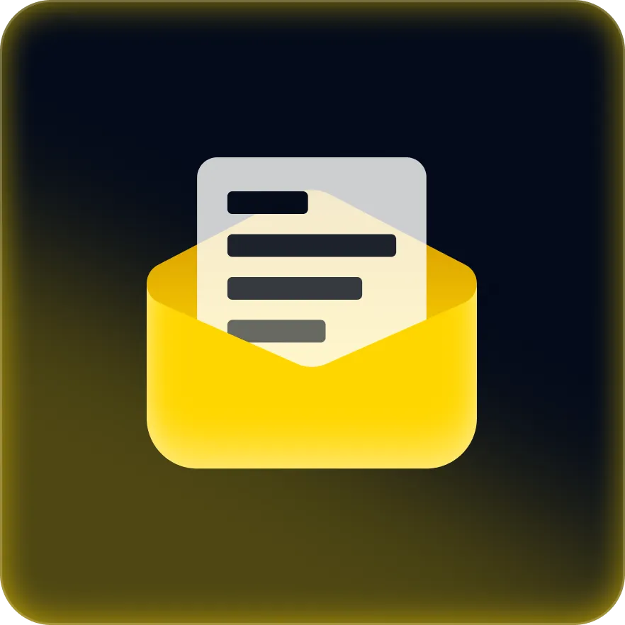 A yellow and black envelope with a letter inside.