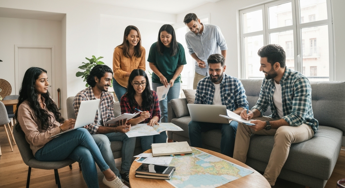 Global citizens planning travel and finances