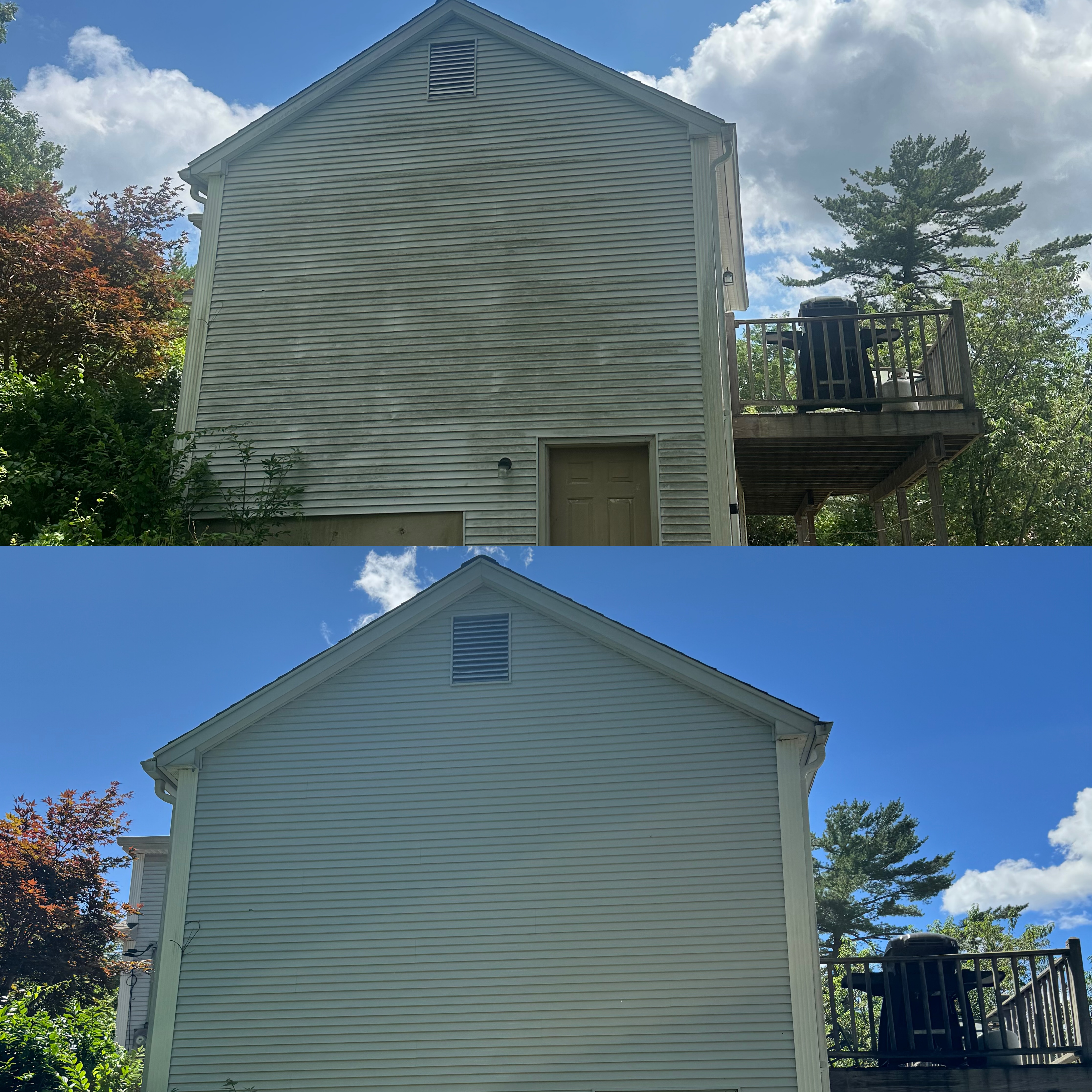 Before and after siding soft wash results in New Hampshire