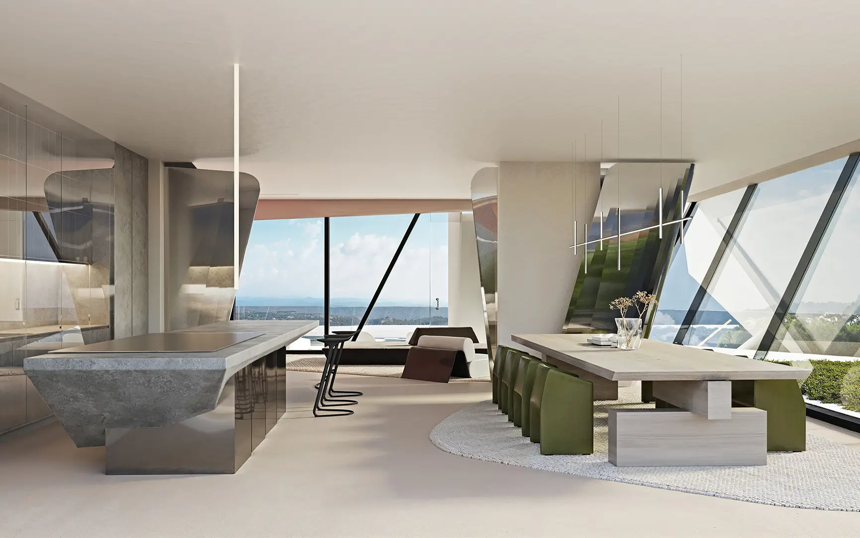 The sky bar is the centerpiece of the villa.