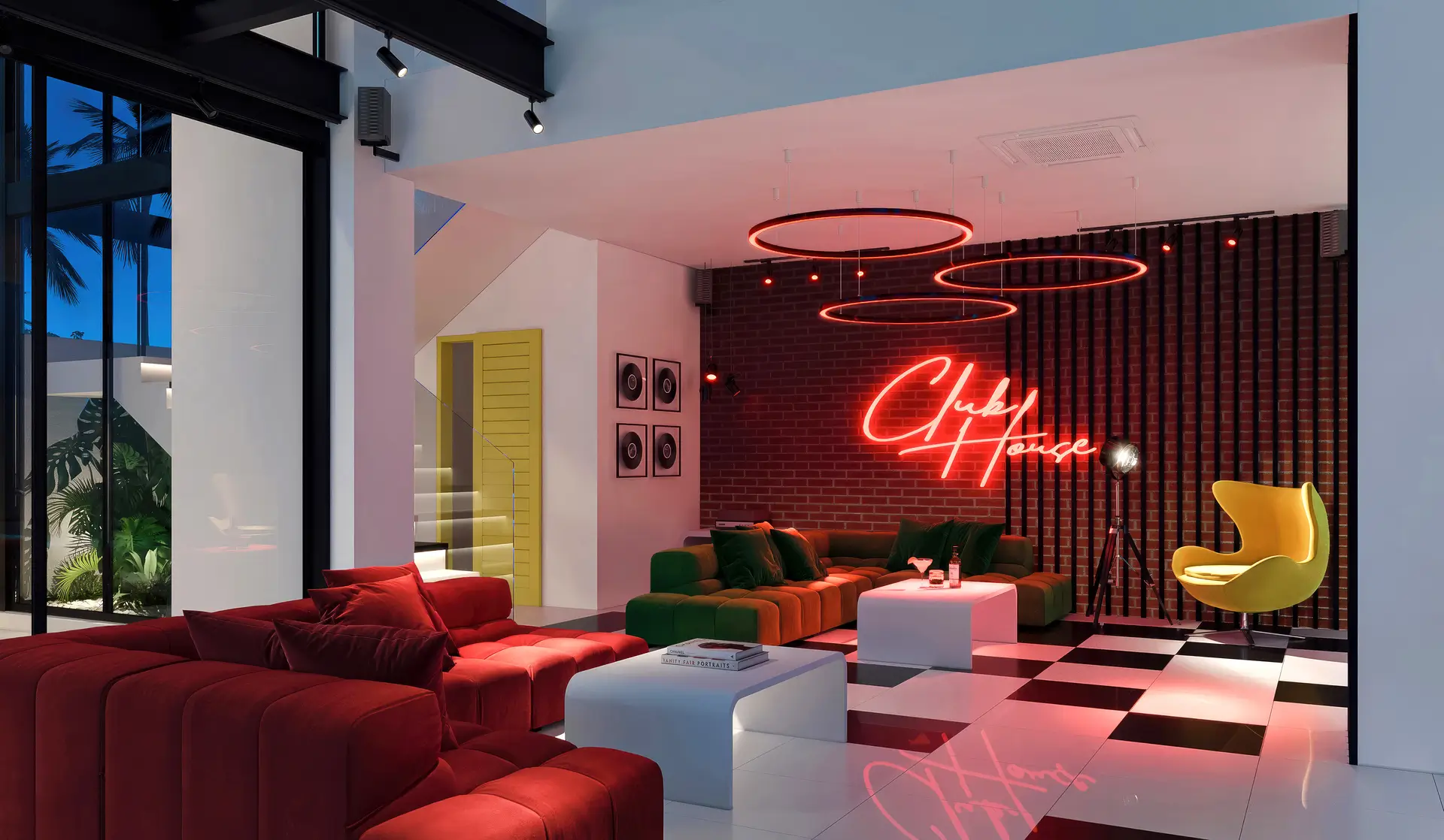 Floor-to-ceiling panoramic glass walls blur the boundaries between interior and exterior.