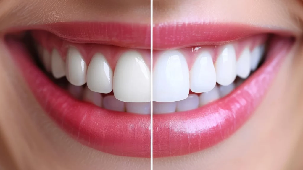 Before and after smile with improved gum contouring