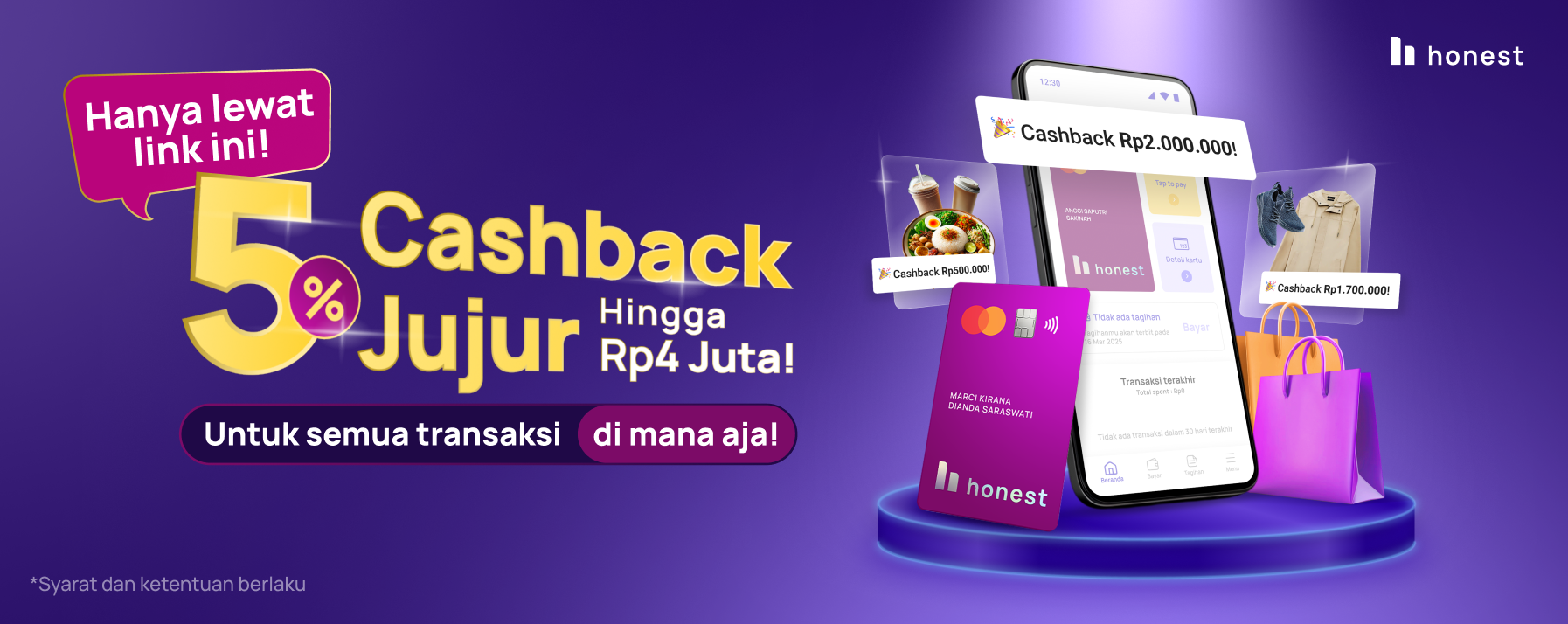 5% Cashback Jujur hingga Rp4 juta