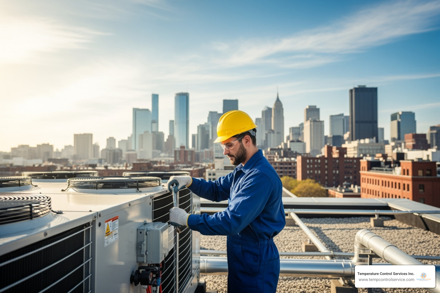 a technician working on a commercial rooftop HVAC unit - commercial hvac maintenance durham nc a technician working on a commercial rooftop HVAC unit - commercial hvac maintenance durham nc