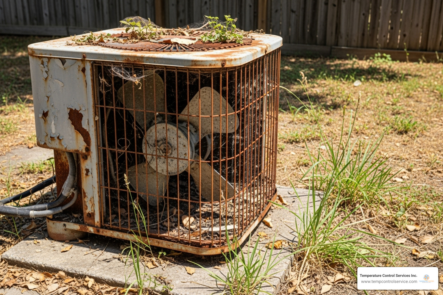 old rusty outdoor AC unit - ac replacement carrboro nc