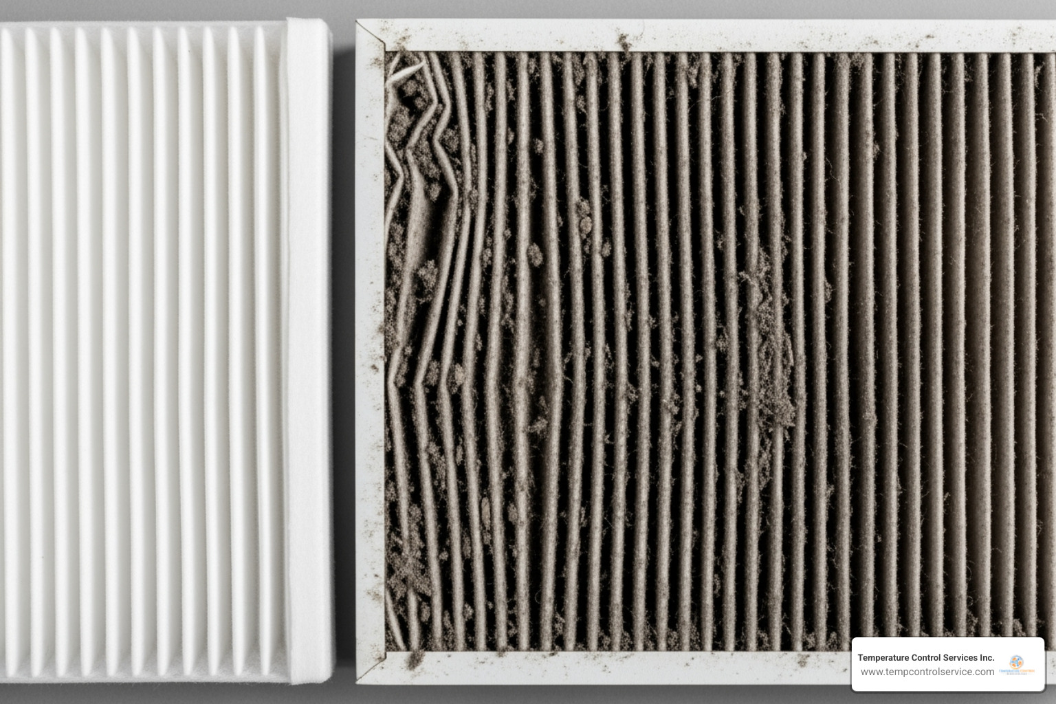 clean HVAC air filter next to a dirty one - emergency furnace repair raleigh nc