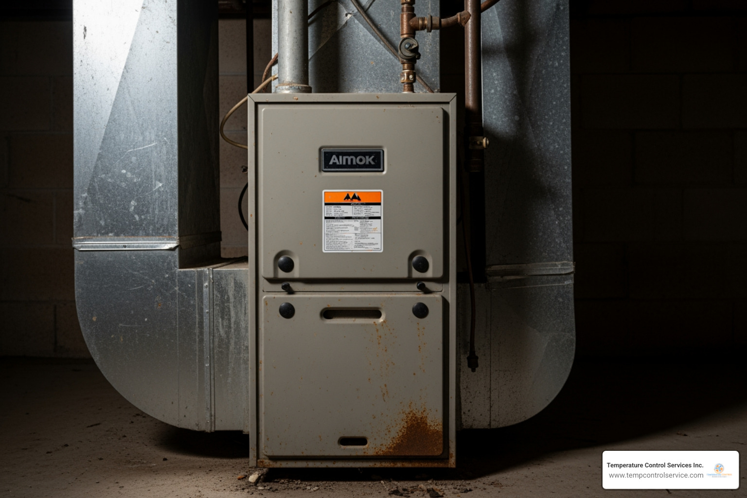 Infographic detailing the 7 crucial signs that indicate your furnace needs replacement, such as age, rising energy bills, frequent repairs, uneven heating, strange noises, excessive dust/soot, and a cracked heat exchanger. - furnace replacement affordable in creedmoor, nc