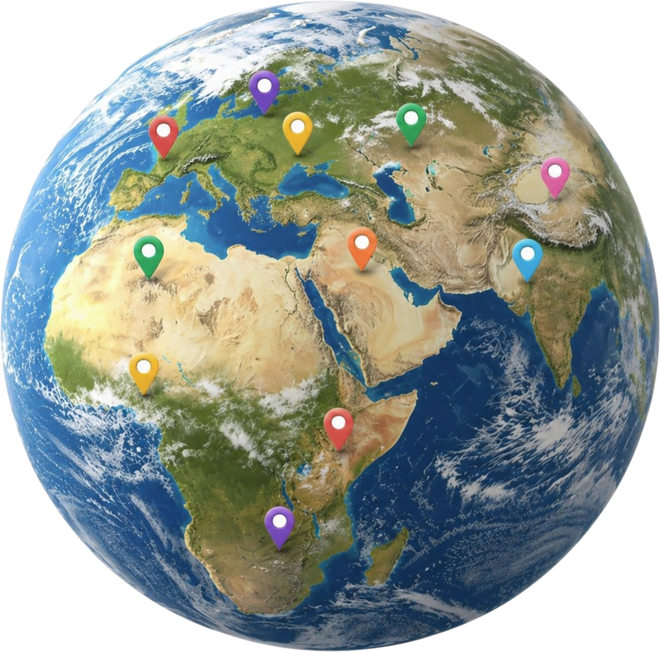World Map with Pins