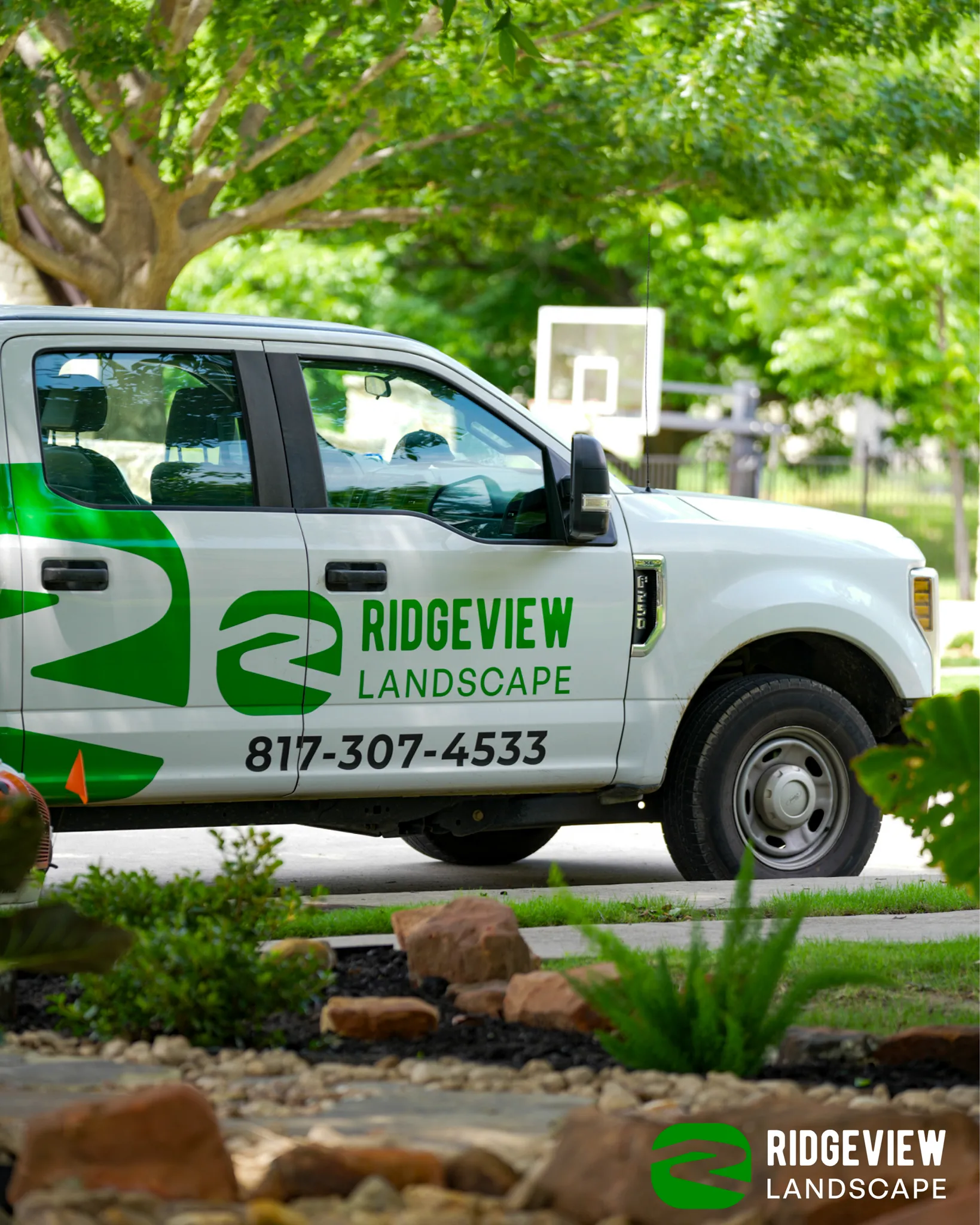 Ridgeview Landscape company truck serving Mansfield, TX