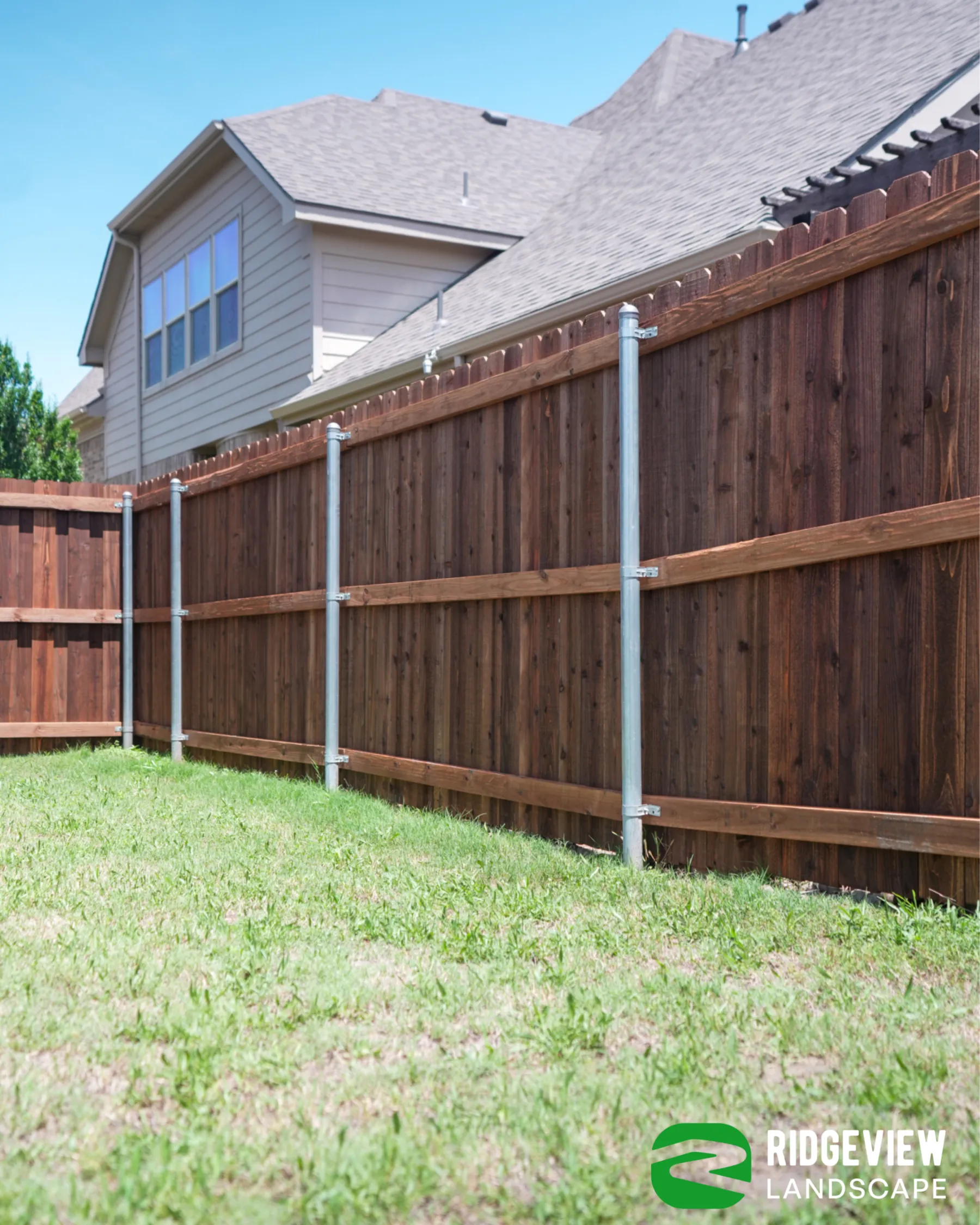 Fence installation in Mansfield, TX featuring a custom wood privacy fence