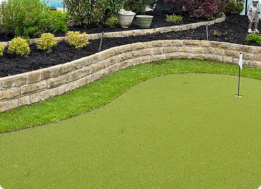 Artificial turf installation in Mansfield, TX with a low maintenance putting green
