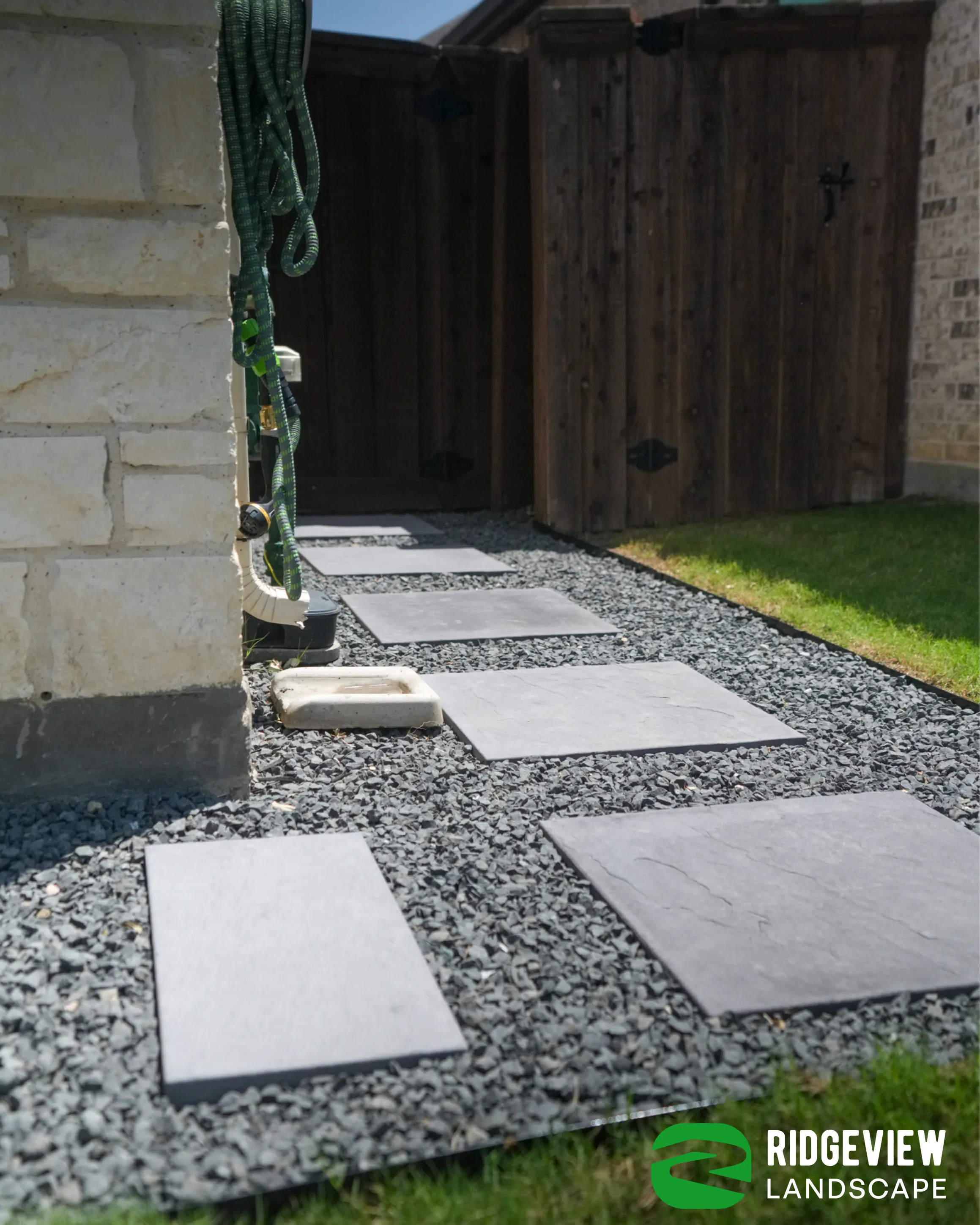 Paver walkway installation in Mansfield, TX with natural stone pavers