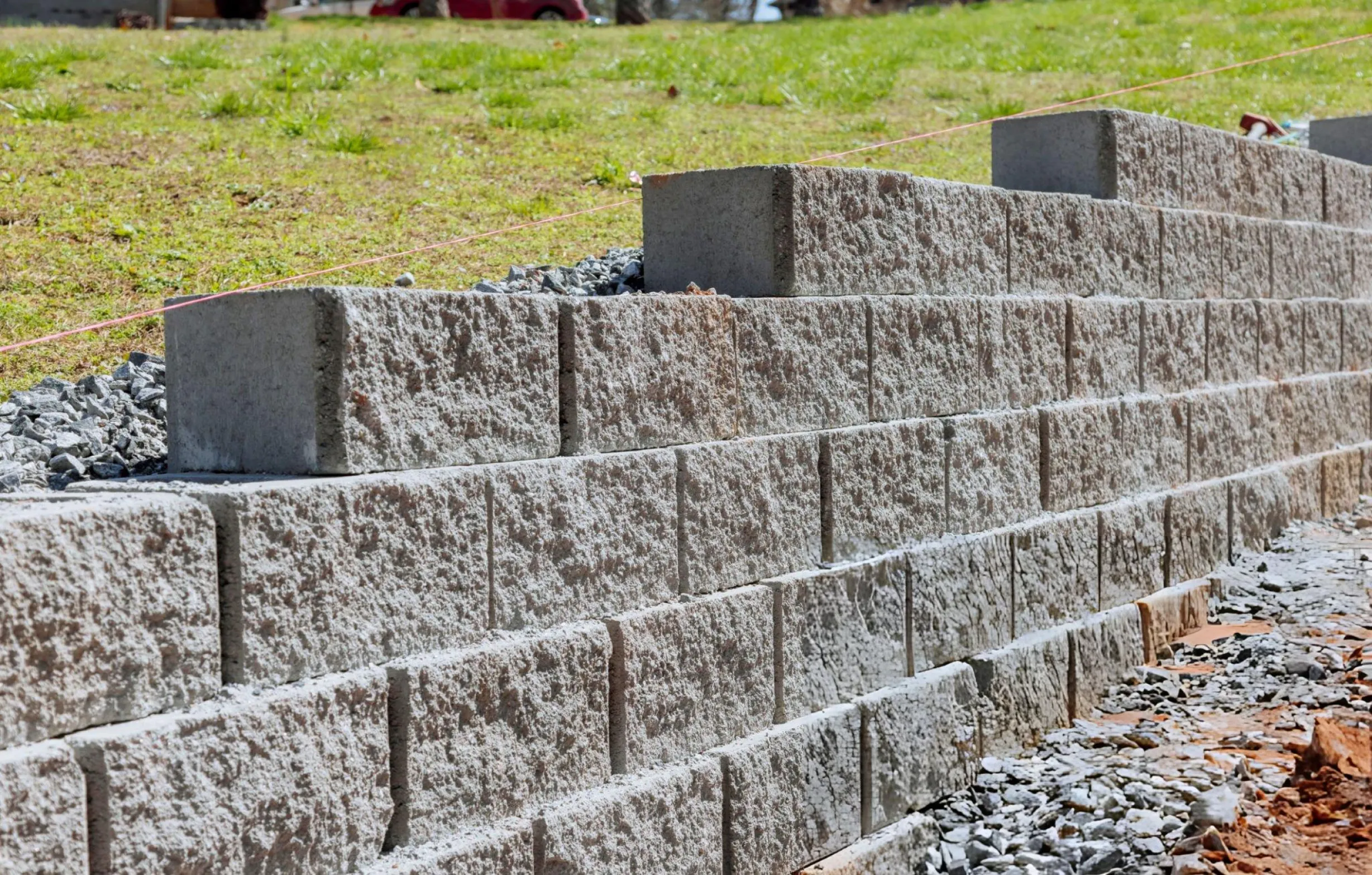 Retaining wall installation in Mansfield, TX built to prevent erosion