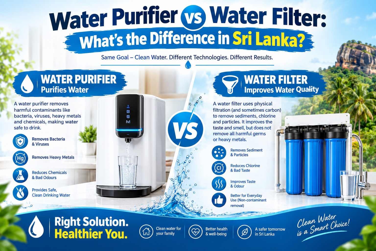 Water filter monthly cost in Sri Lanka with RO purification system
