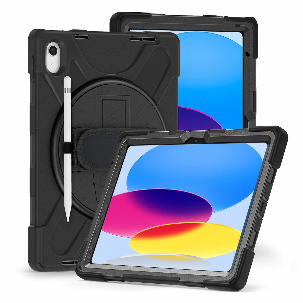 Operlo 360 iPad case with hand strap, multiple views