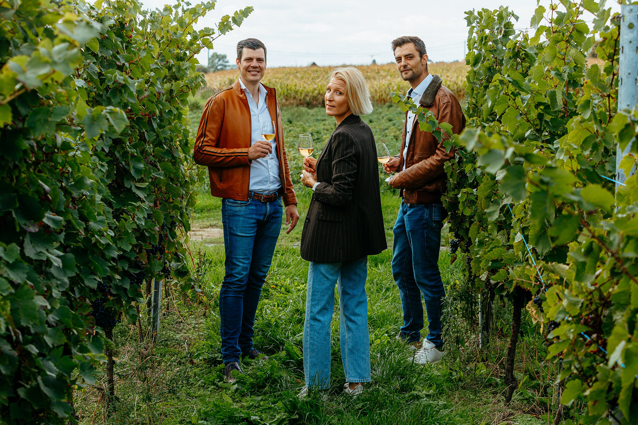 The Trace Your Craft team in a vineyard