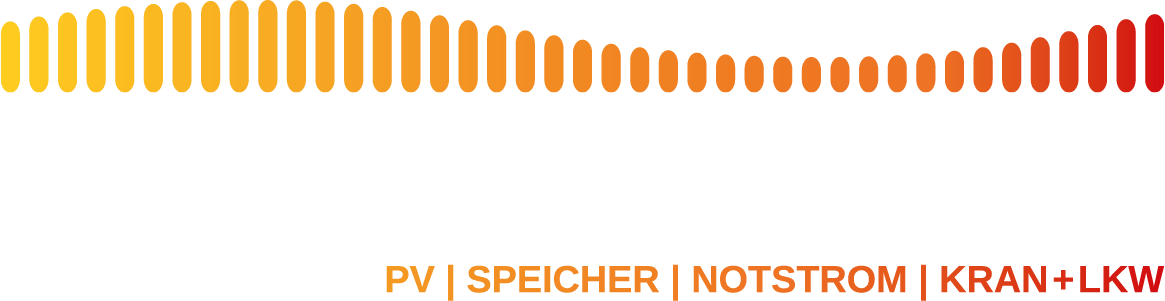 Mittendorfer Logo mit farbverlaufenden Tropfen von Gelb zu Rot und den Worten PV | SPEICHER | NOTSTROM | KRAN+LKW darunter.