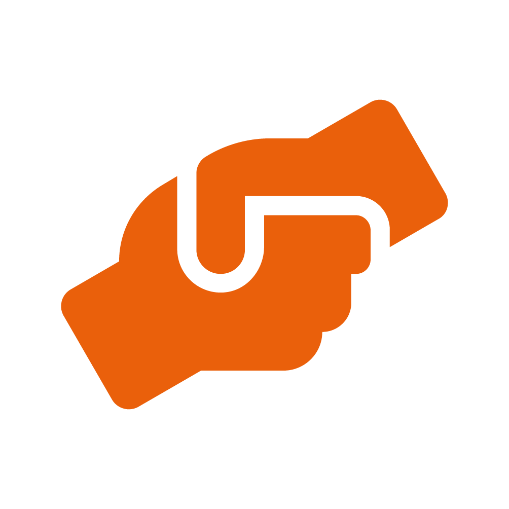 Symbol zweier ineinandergreifender Hände als Zeichen für Teamarbeit.