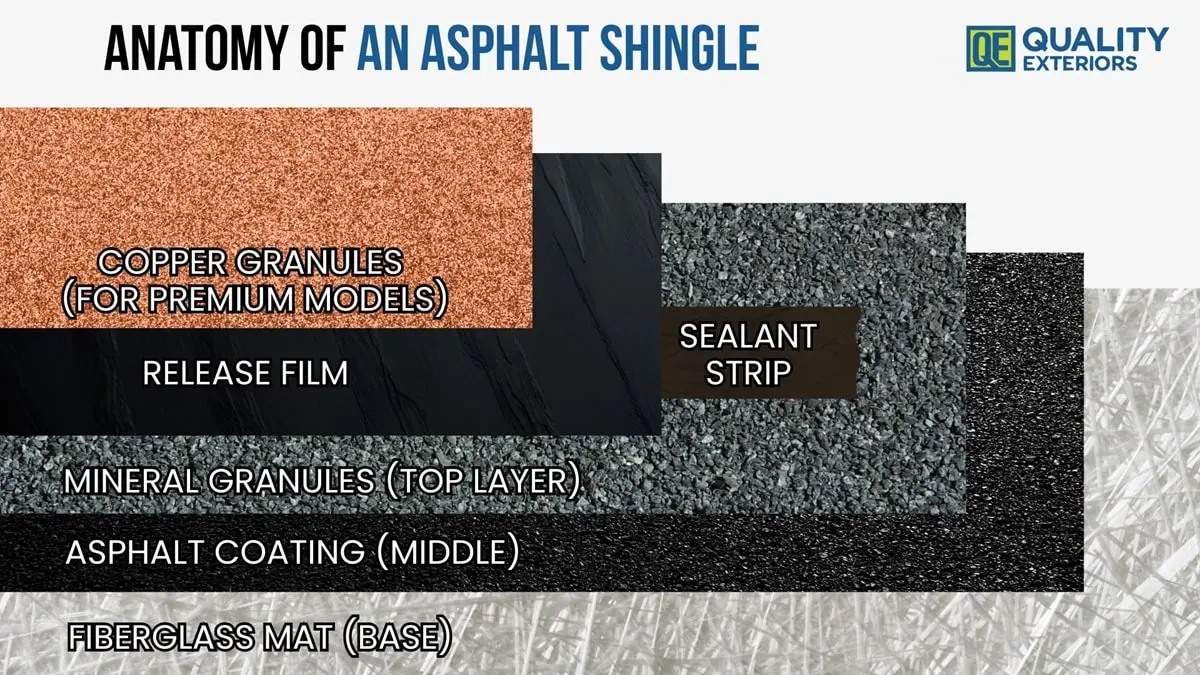 What are asphalt shingles made of? Anatomy of asphalt shingles.