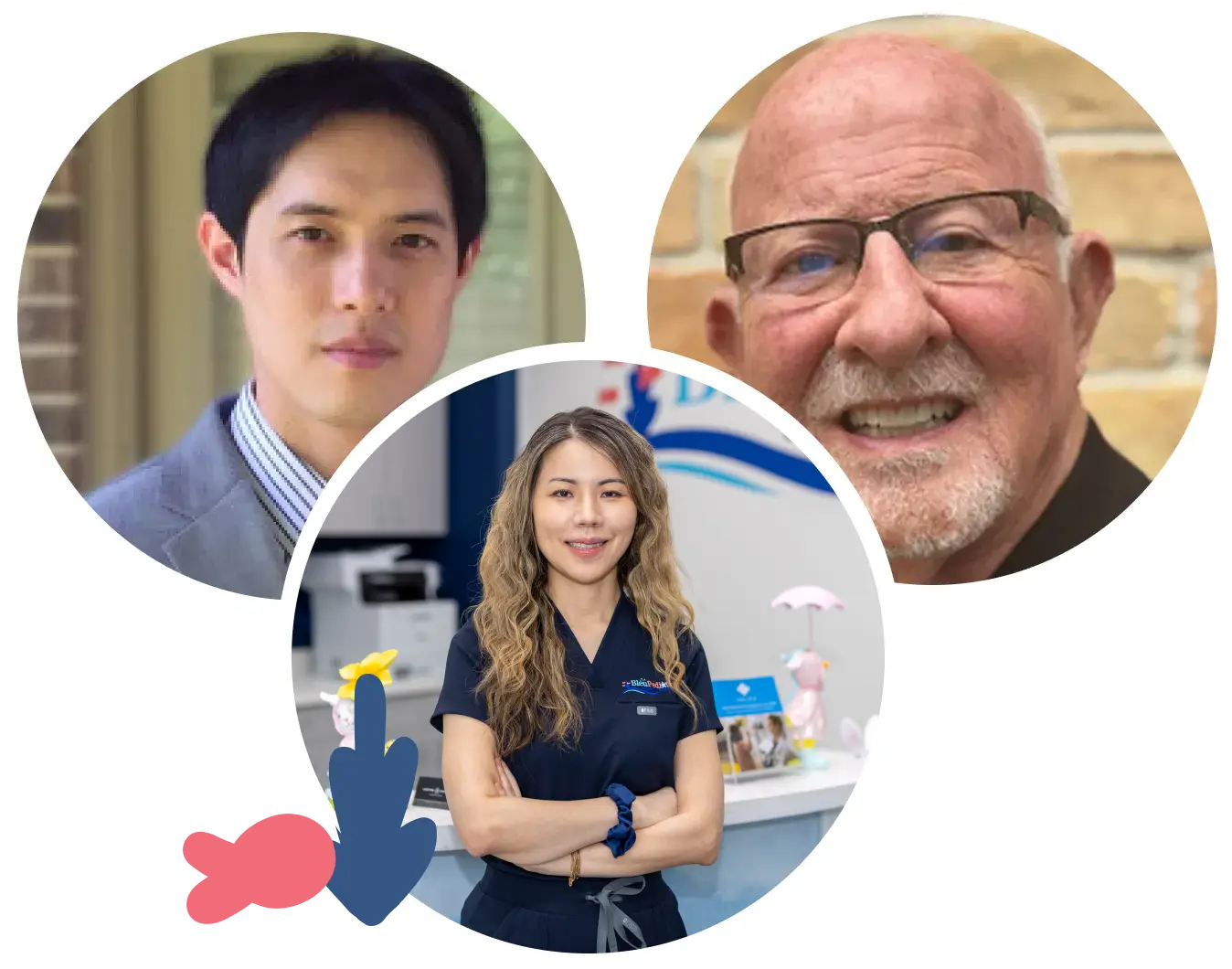 A woman in a white shirt is in a circle with three other people.