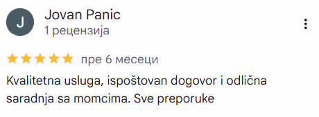 Recenzija zadovoljnog klijenta Jovan