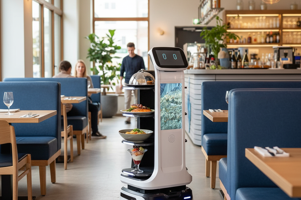 Use the exact robot from the reference image. Do not alter its appearance, desi…