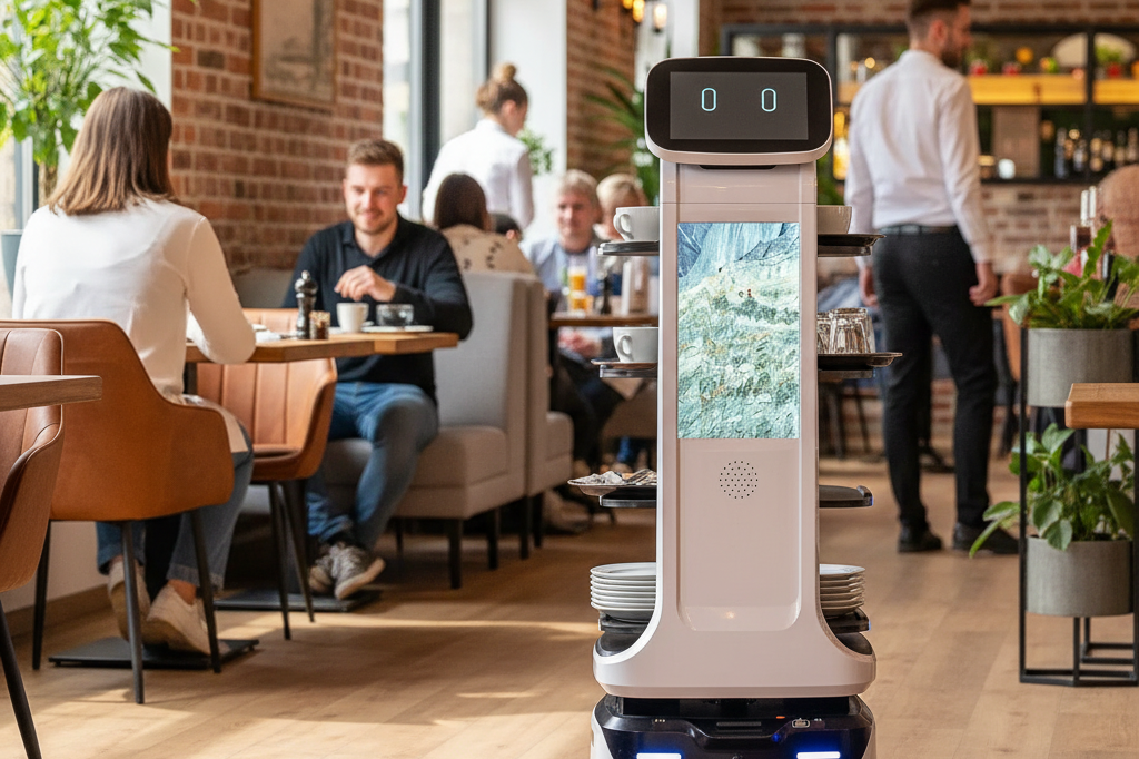 Use the exact robot from the reference image. Do not alter its appearance, desi…