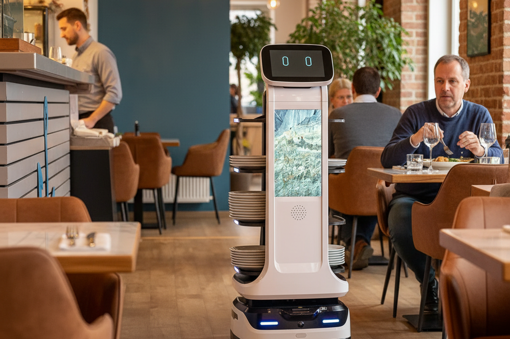 Use the exact robot from the reference image. Do not alter its appearance, desi…