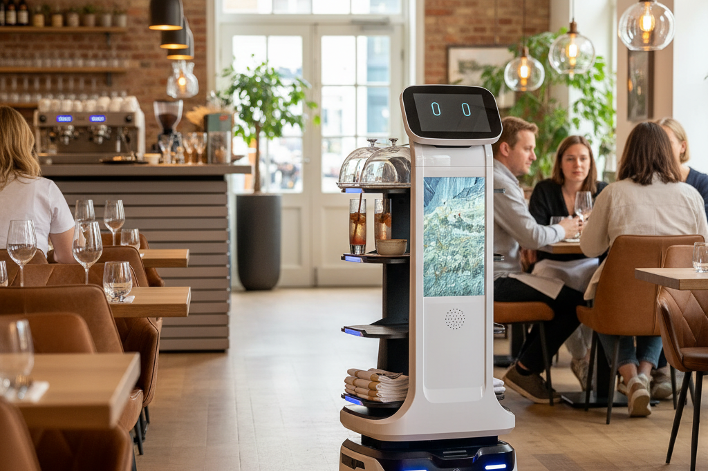 Use the exact robot from the reference image. Do not alter its appearance, desi…