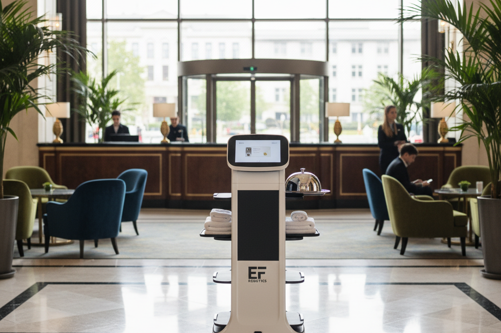 Use the exact robot from the reference image. Do not alter its appearance, desi…