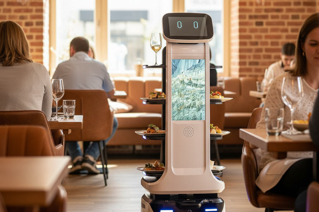 Use the exact robot from the reference image. Do not alter its appearance, desi…