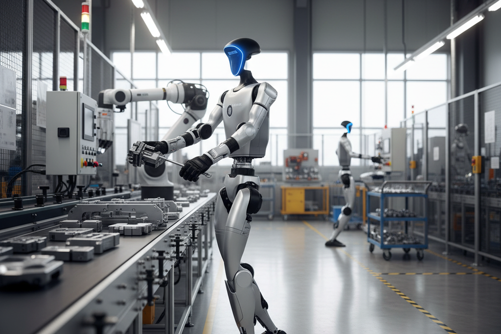 Use the exact robot from the reference image. Do not alter its appearance, desi…