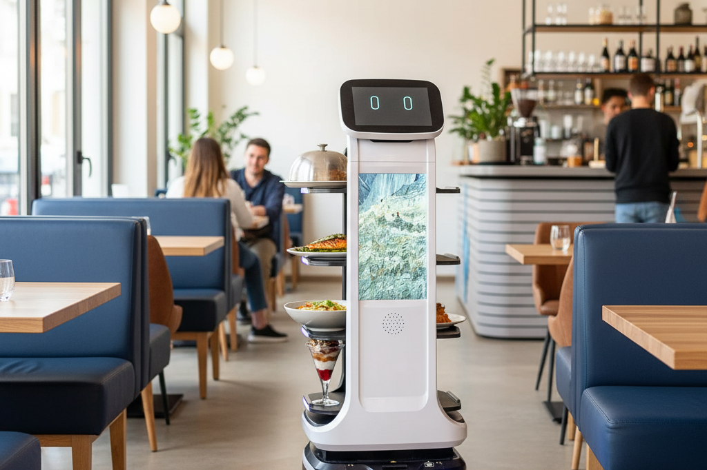 Use the exact robot from the reference image. Do not alter its appearance, desi…