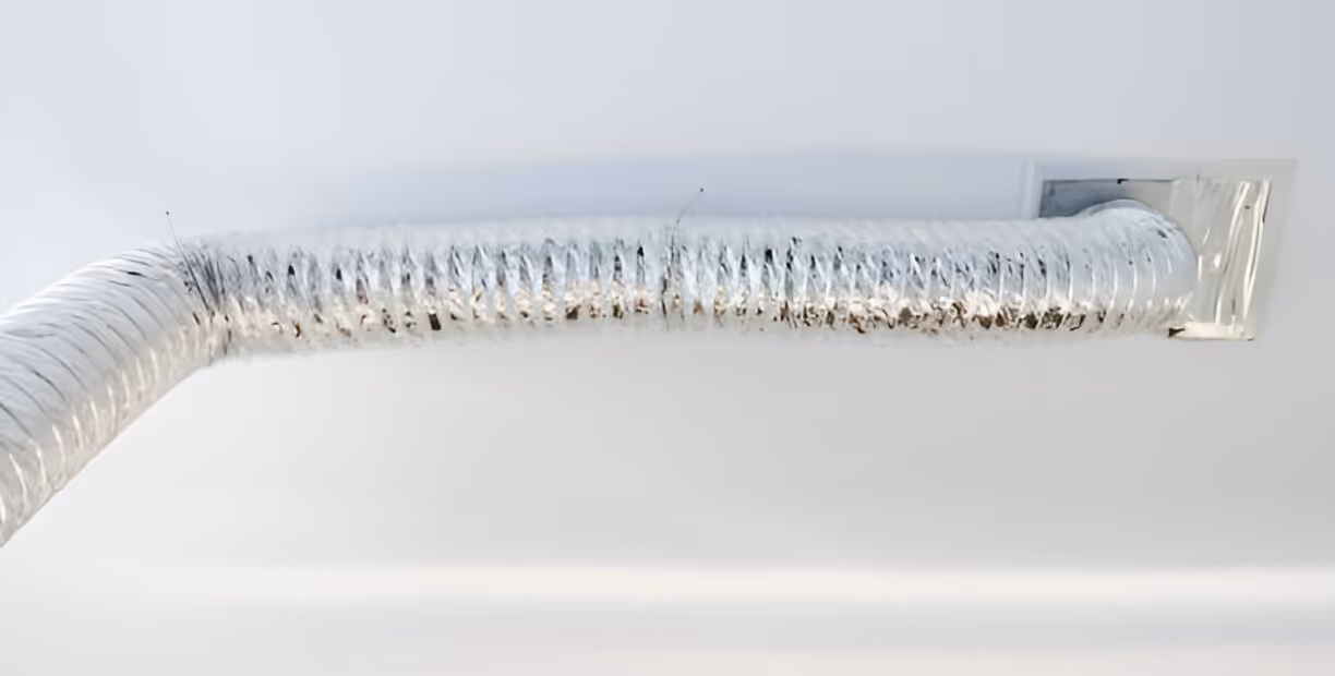 Flexible white corrugated ventilation tube or dryer duct